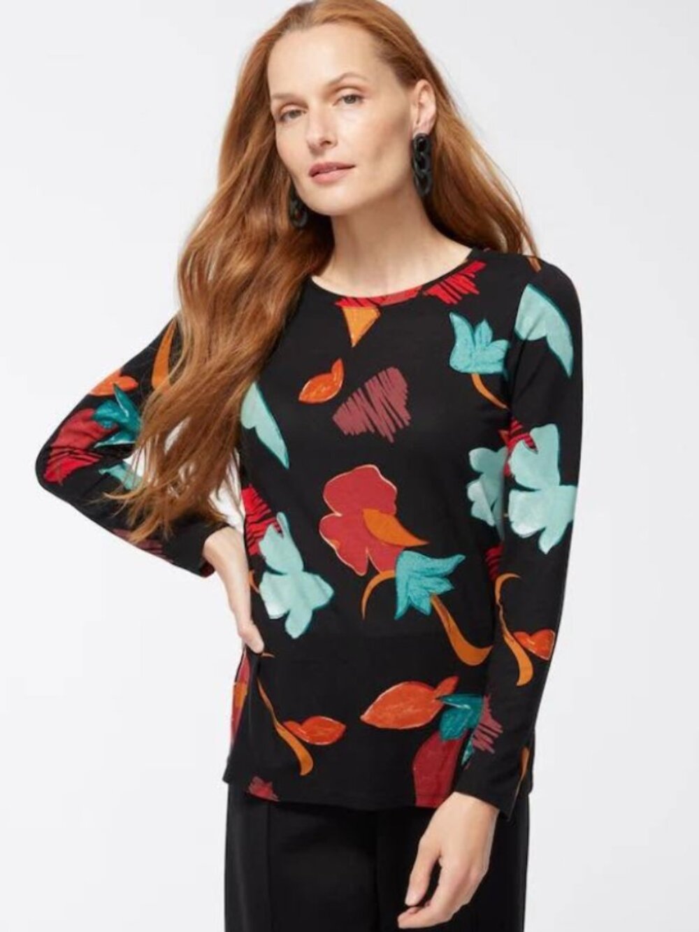 Chico’s Touch Of Cool Abstract Print Layering Tee Size 1 (M)